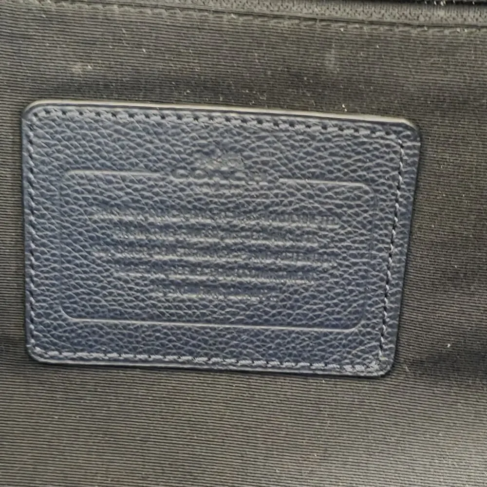 Coach Charles Backpack Pebble Leather Midnight Navy Varsity Stripe